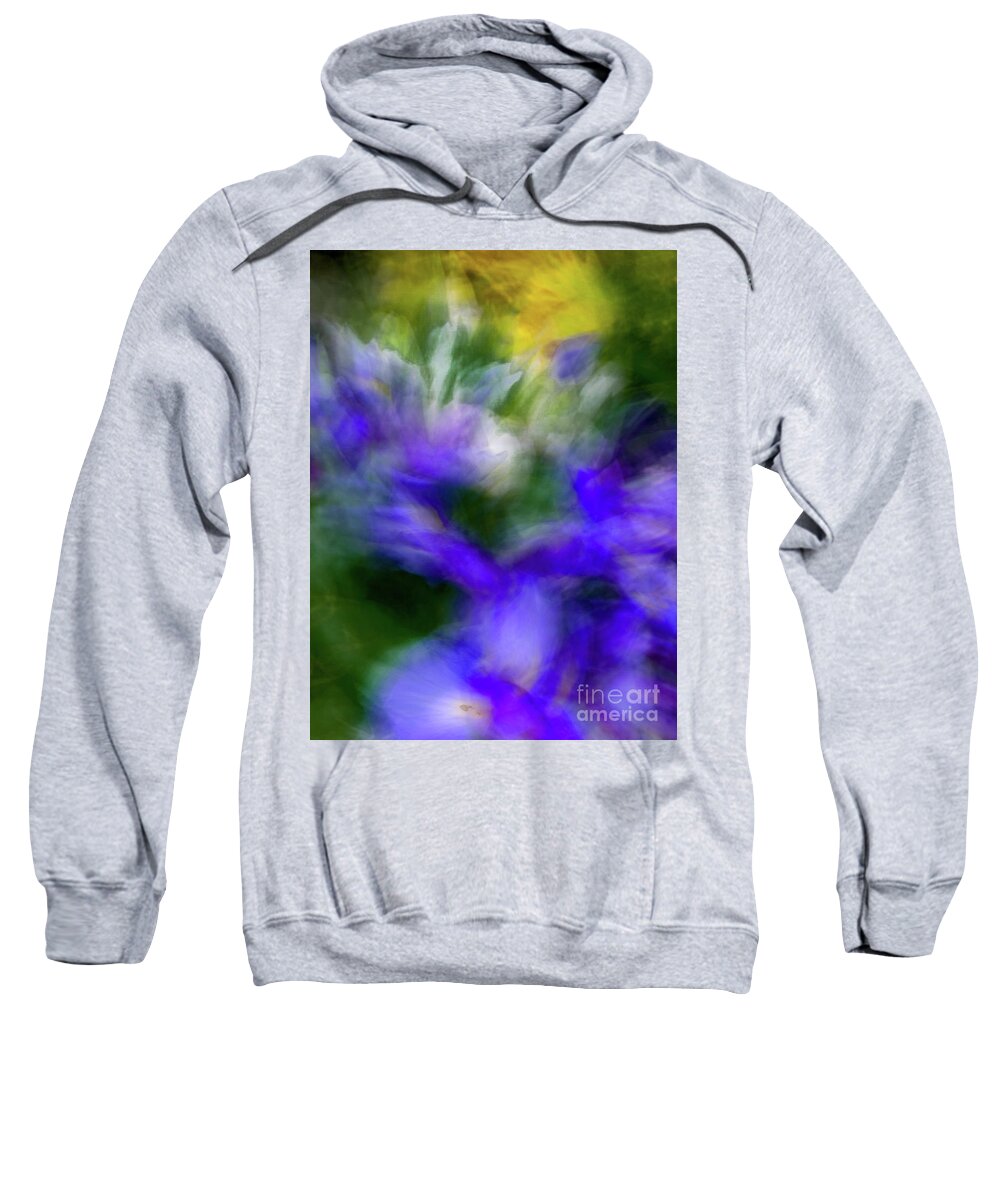 Abstract Sweatshirt featuring the photograph Blue and yellow flower abstract by Phillip Rubino