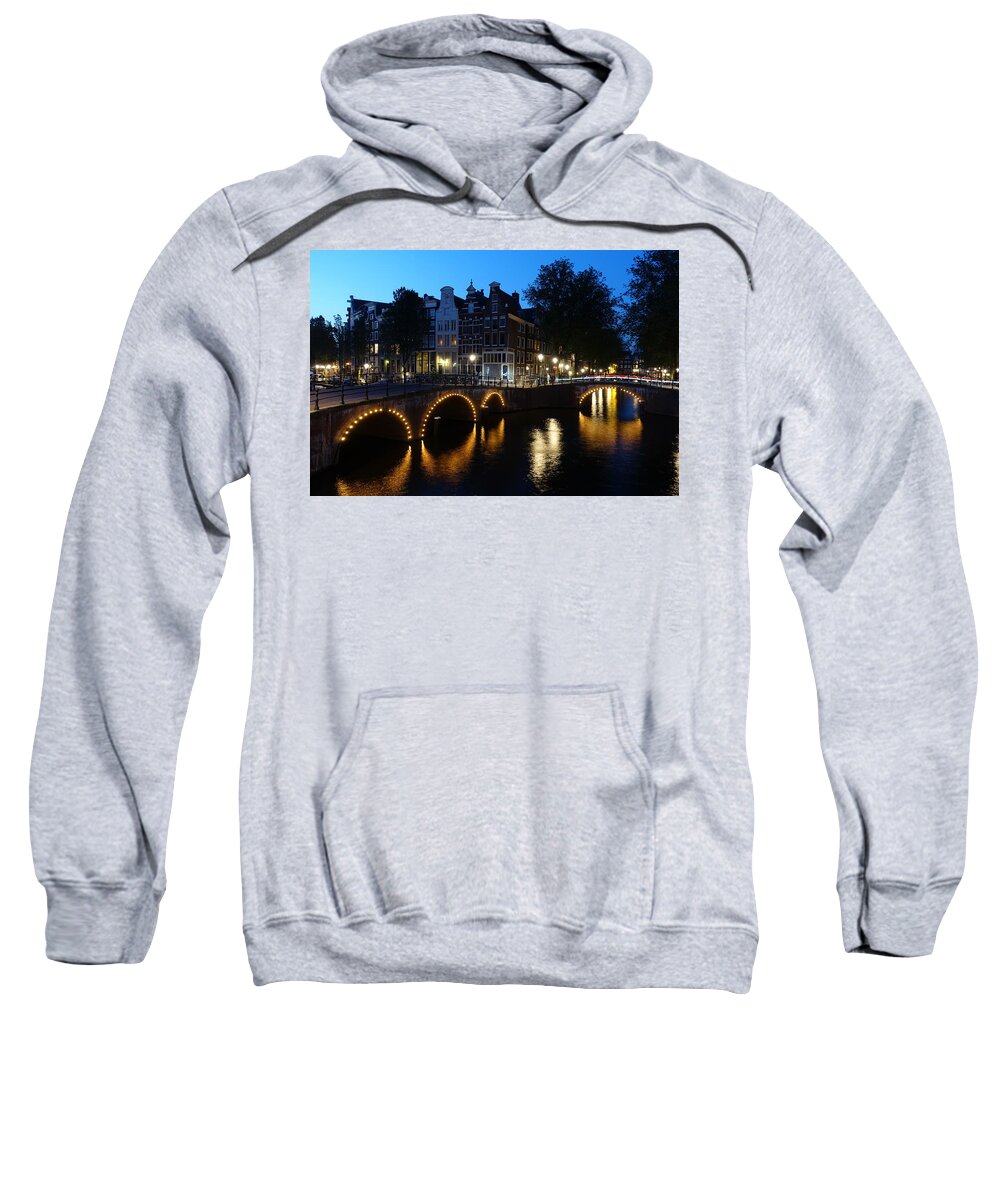Blue Hour Sweatshirt featuring the photograph Blue hour in Amsterdam by Patricia Caron