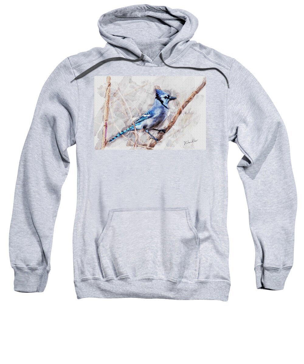 Bird Sweatshirt featuring the painting Blue Jay by Diane Chandler