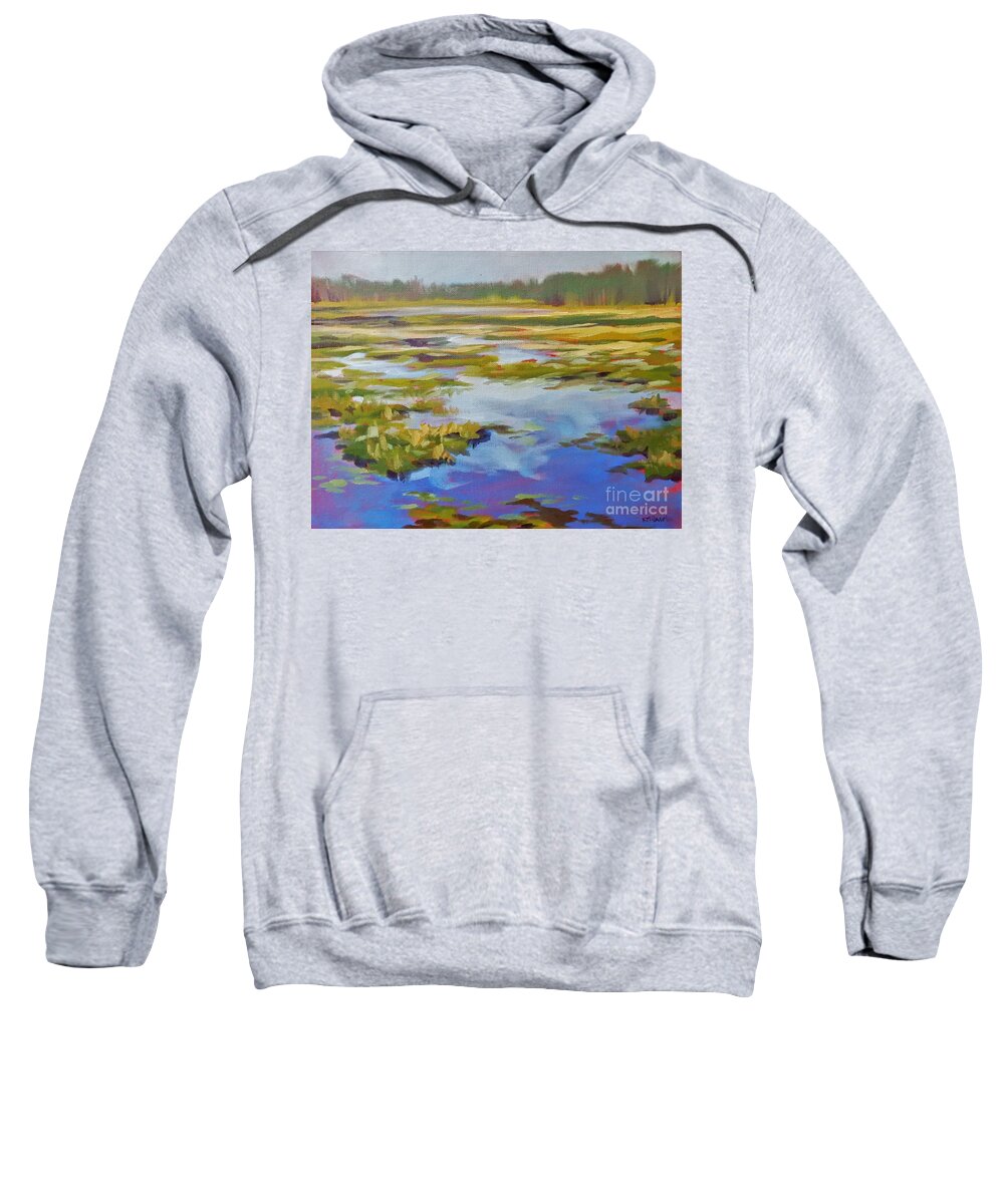 Landscape Sweatshirt featuring the painting Blue Sky Reflections by K M Pawelec