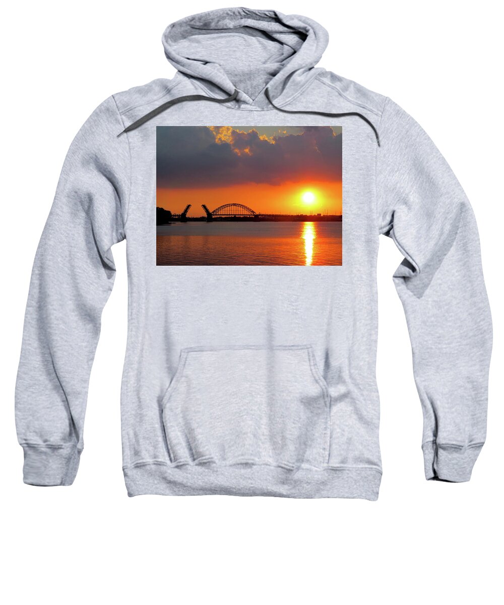 Sunset Sweatshirt featuring the photograph Bridge Opening at Sunset by Linda Stern