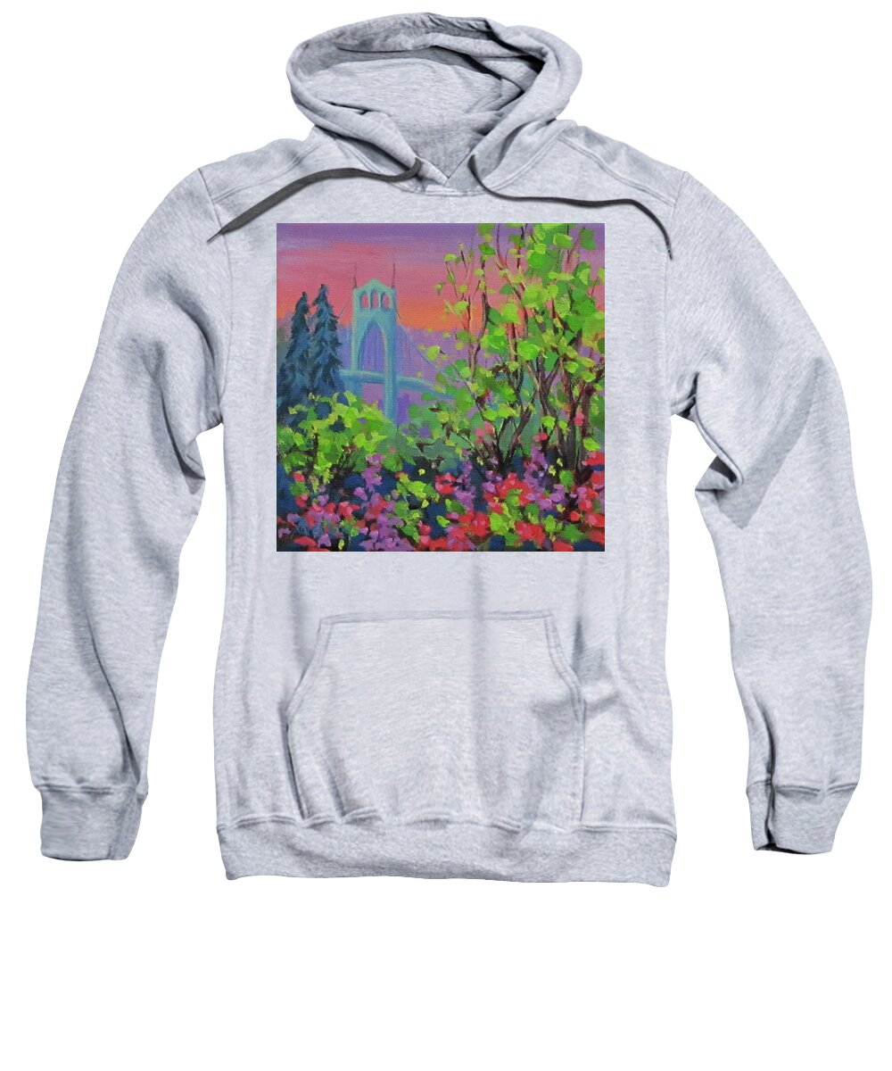 Bridge Sweatshirt featuring the painting Bright Spring by Karen Ilari