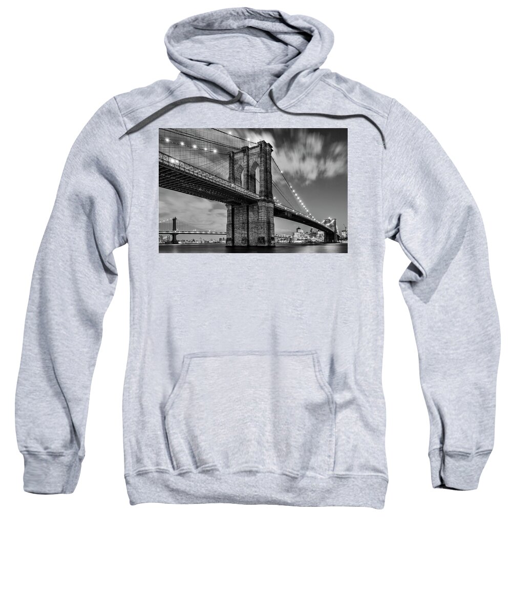 Brooklyn Bridge Sweatshirt featuring the photograph Brooklyn Bridge and Clouds by Randy Lemoine