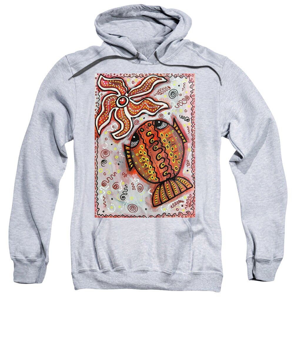 Starfish Sweatshirt featuring the mixed media Brother Fish and Sister Starfish in Deep Conversation by Mimulux Patricia No