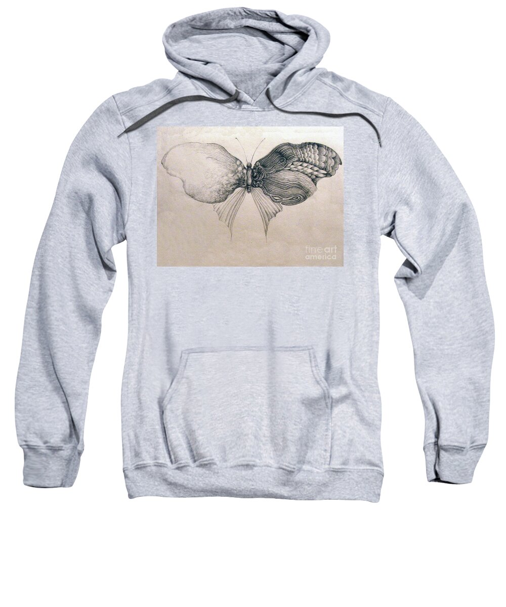 Pencil Sweatshirt featuring the drawing Butterfly for Jeffrey by Rosanne Licciardi