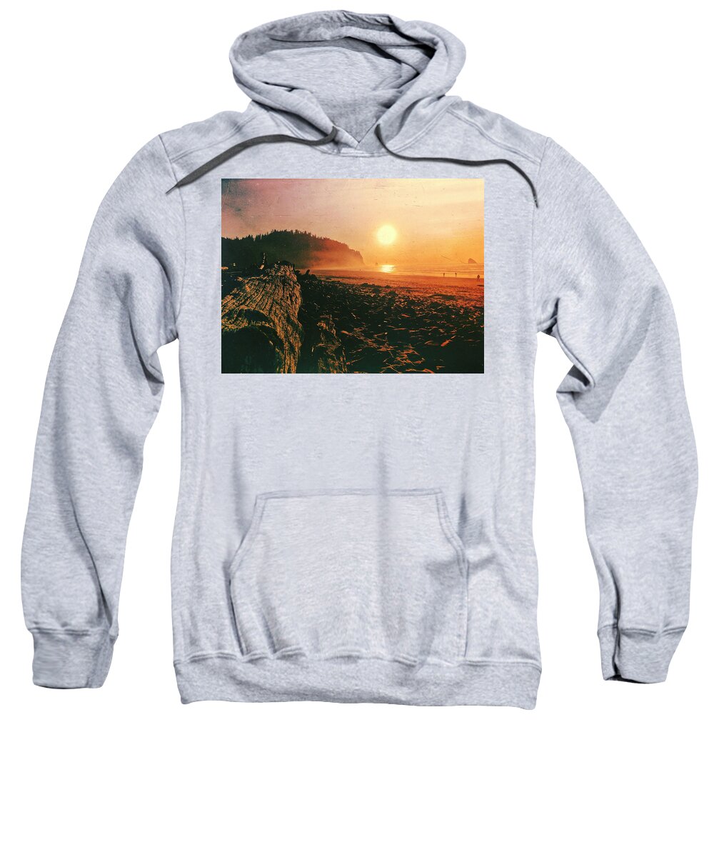 Beach Sweatshirt featuring the digital art Cape Meares Beach by Chriss Pagani