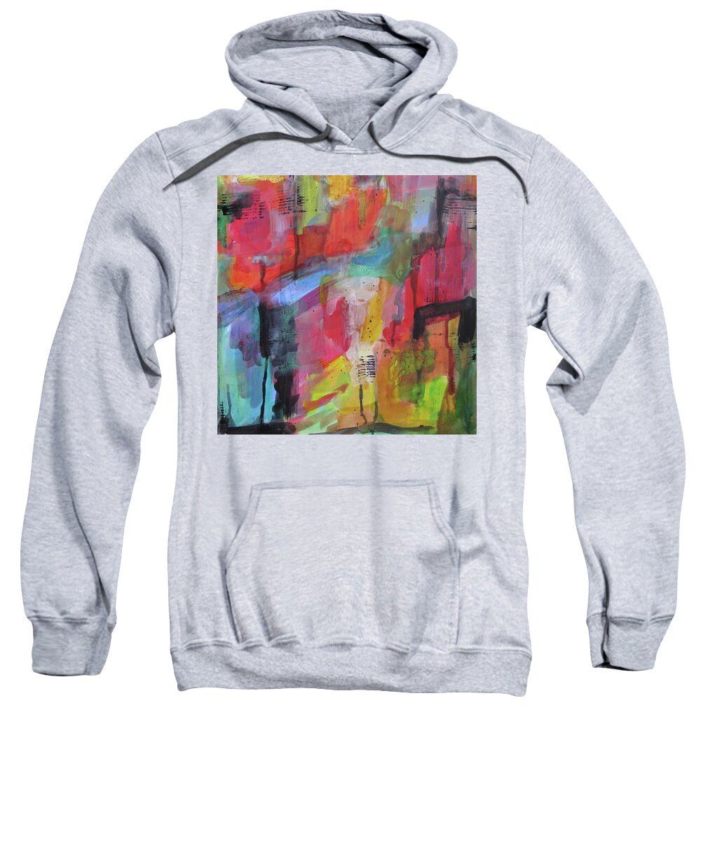 Abstract Sweatshirt featuring the painting Carnival Ride I by Christine Chin-Fook