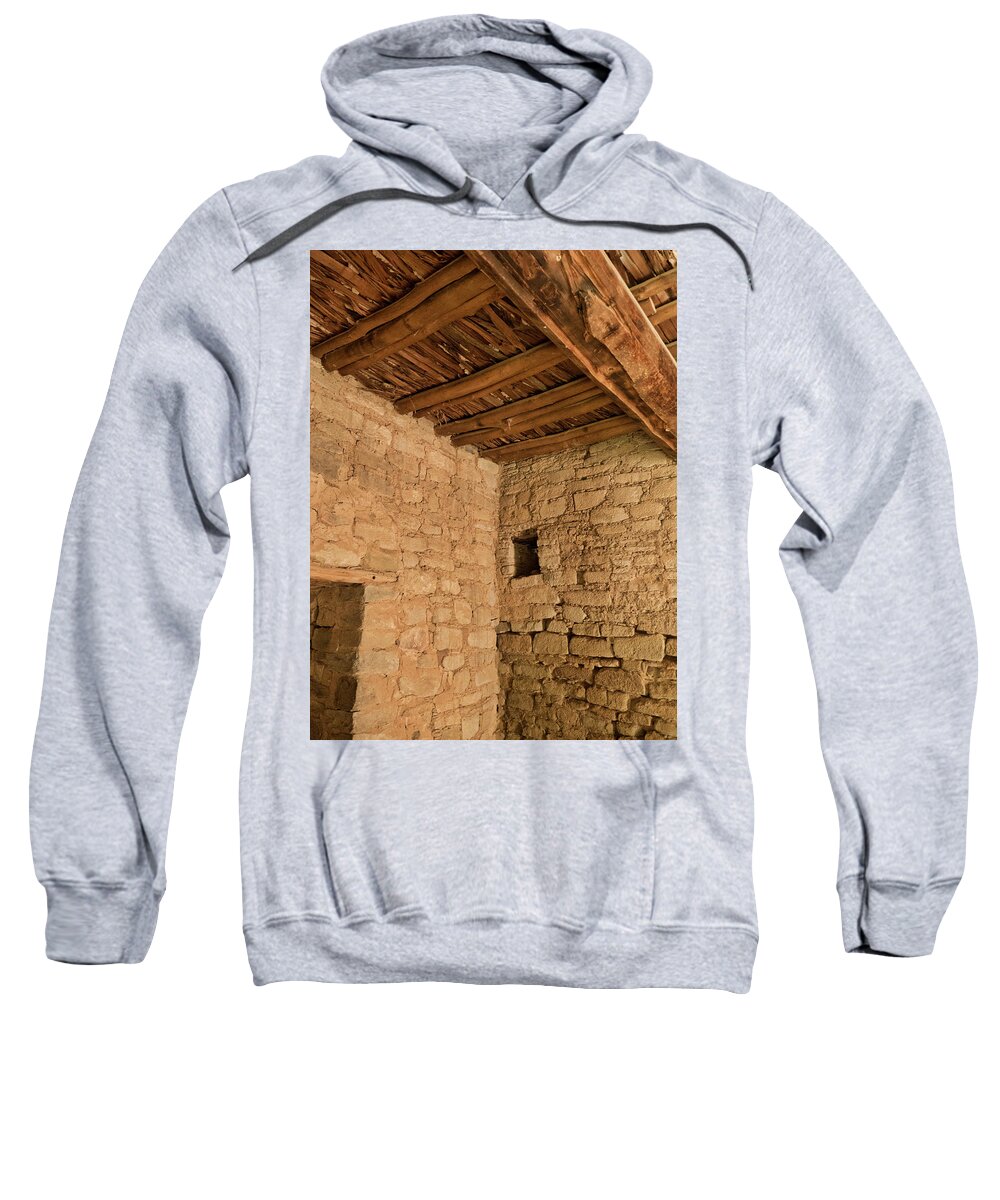 Pueblo Cultures Sweatshirt featuring the photograph Ceiling timbers, Aztec Ruin, NM by Segura Shaw Photography