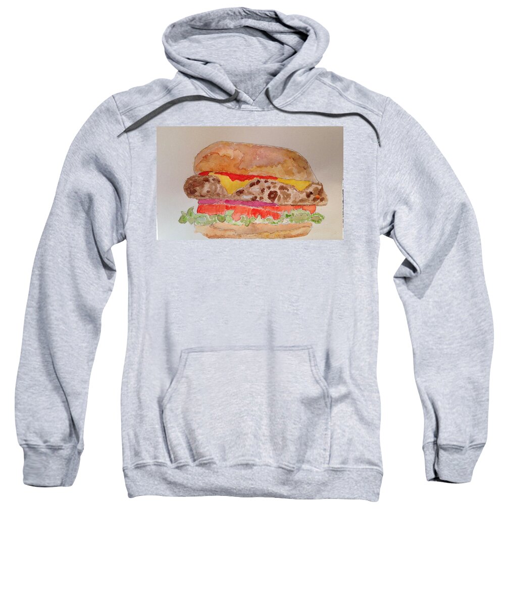 Cheeseburger Sweatshirt featuring the painting Cheeseburger by Marty Klar