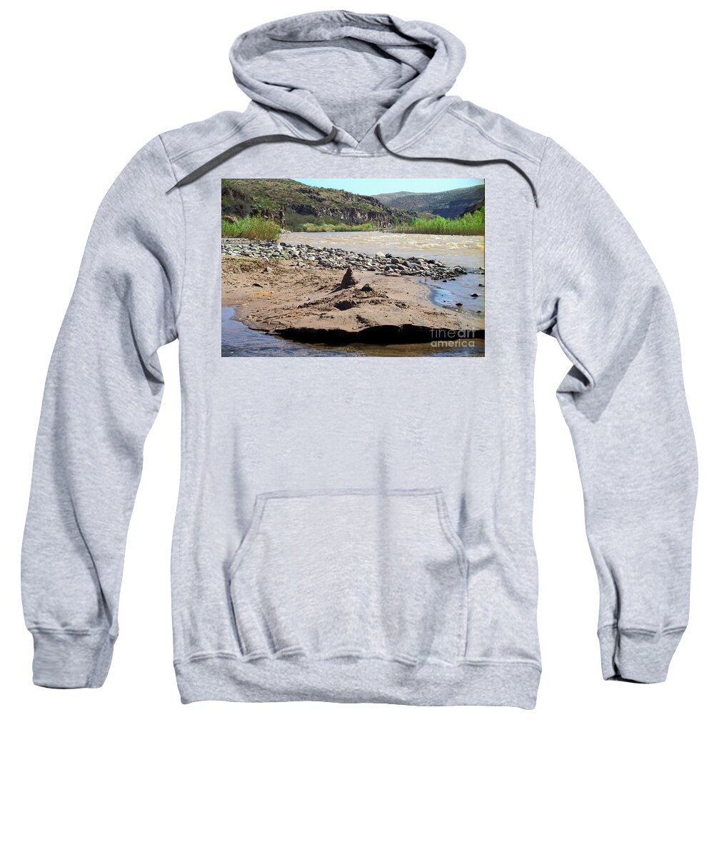 Rivers Sweatshirt featuring the photograph Child's Play on the Gila by Kathy McClure