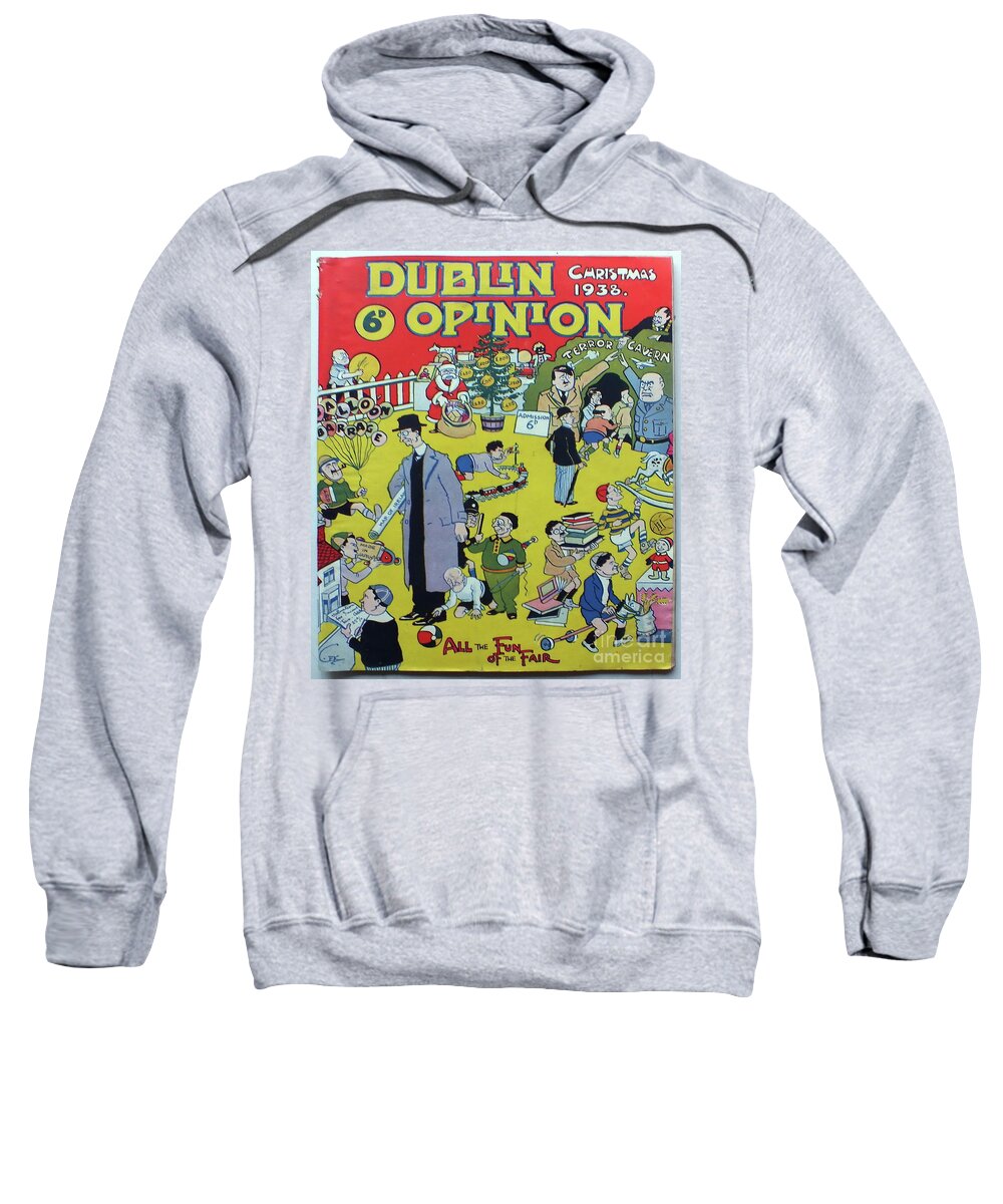  Sweatshirt featuring the painting Christmas 1938 Dublin Opinion by Val Byrne