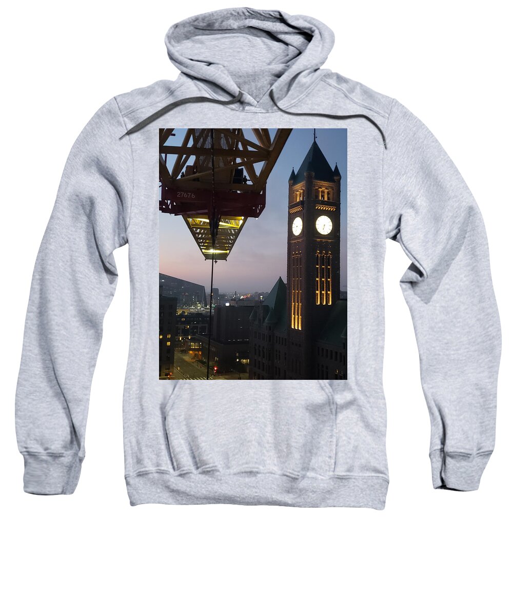  Sweatshirt featuring the photograph City Hall Clock Tower by Peter Wagener