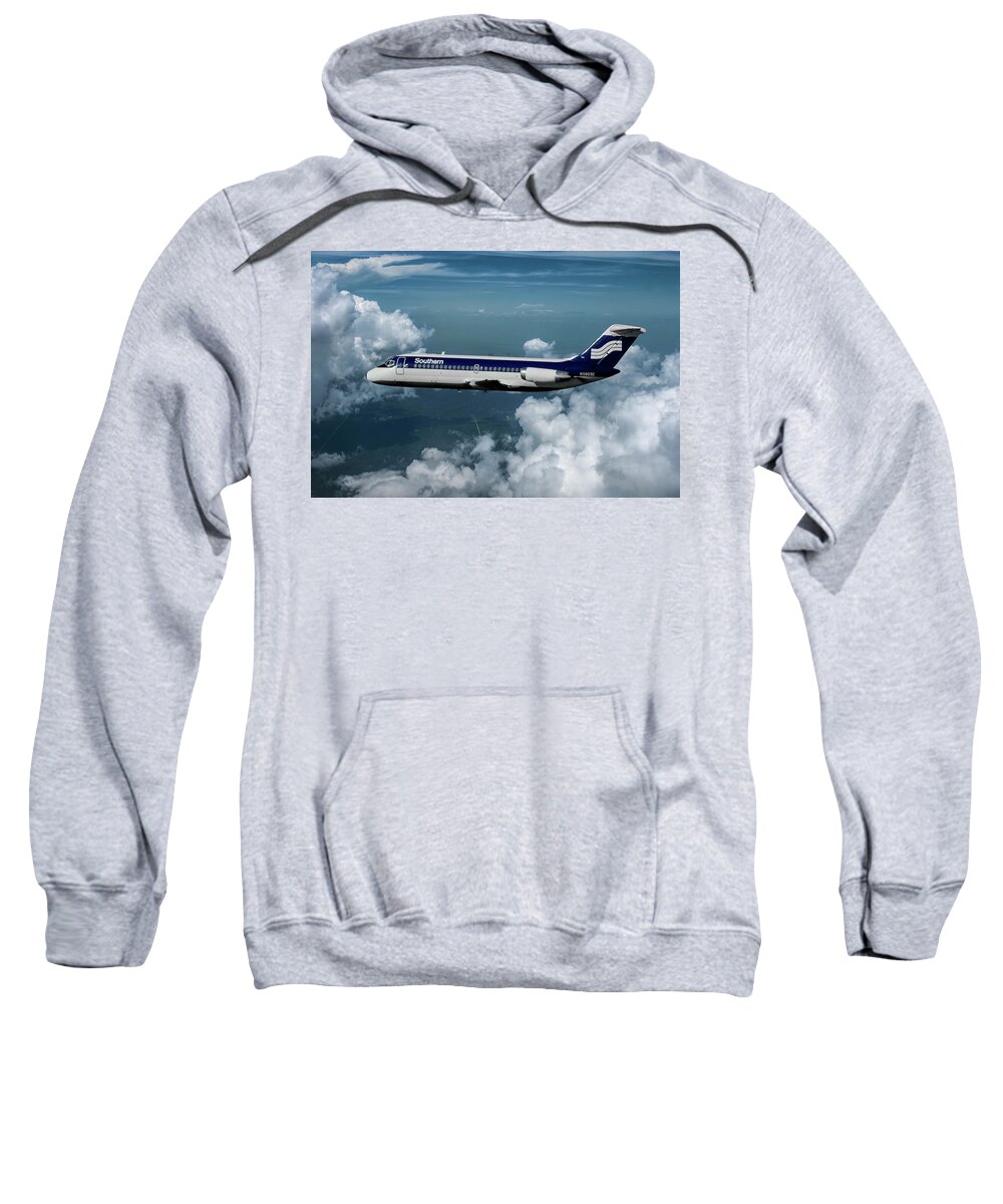 Southern Airways Sweatshirt featuring the mixed media Classic Southern Airways DC-9 by Erik Simonsen