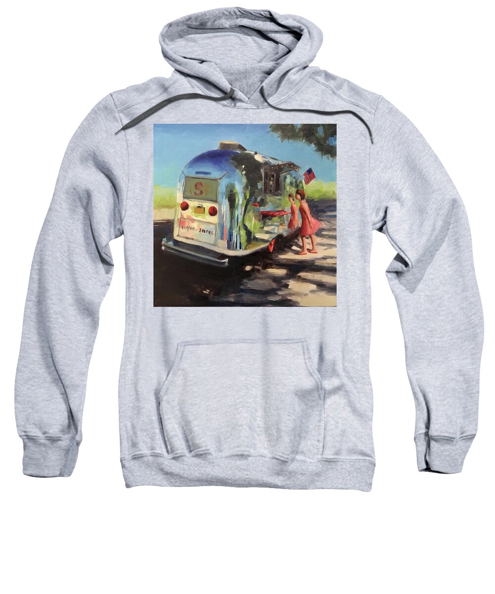 Airstream Sweatshirt featuring the painting Coffee in the Shade by Elizabeth Jose
