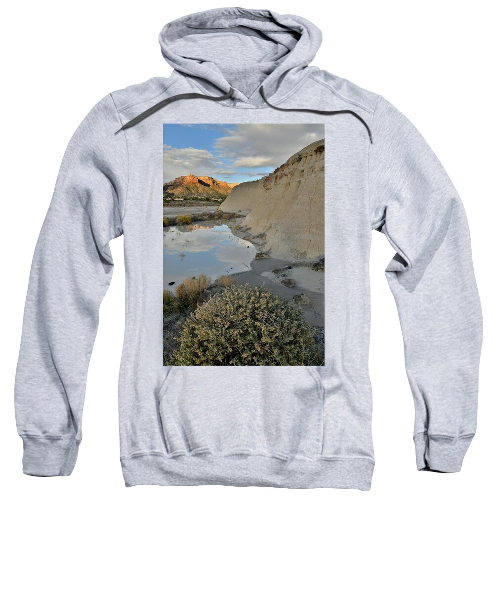 Grand Junction Sweatshirt featuring the photograph Colorado National Monument at Sunrise Reflected in Bentonite Pool by Ray Mathis