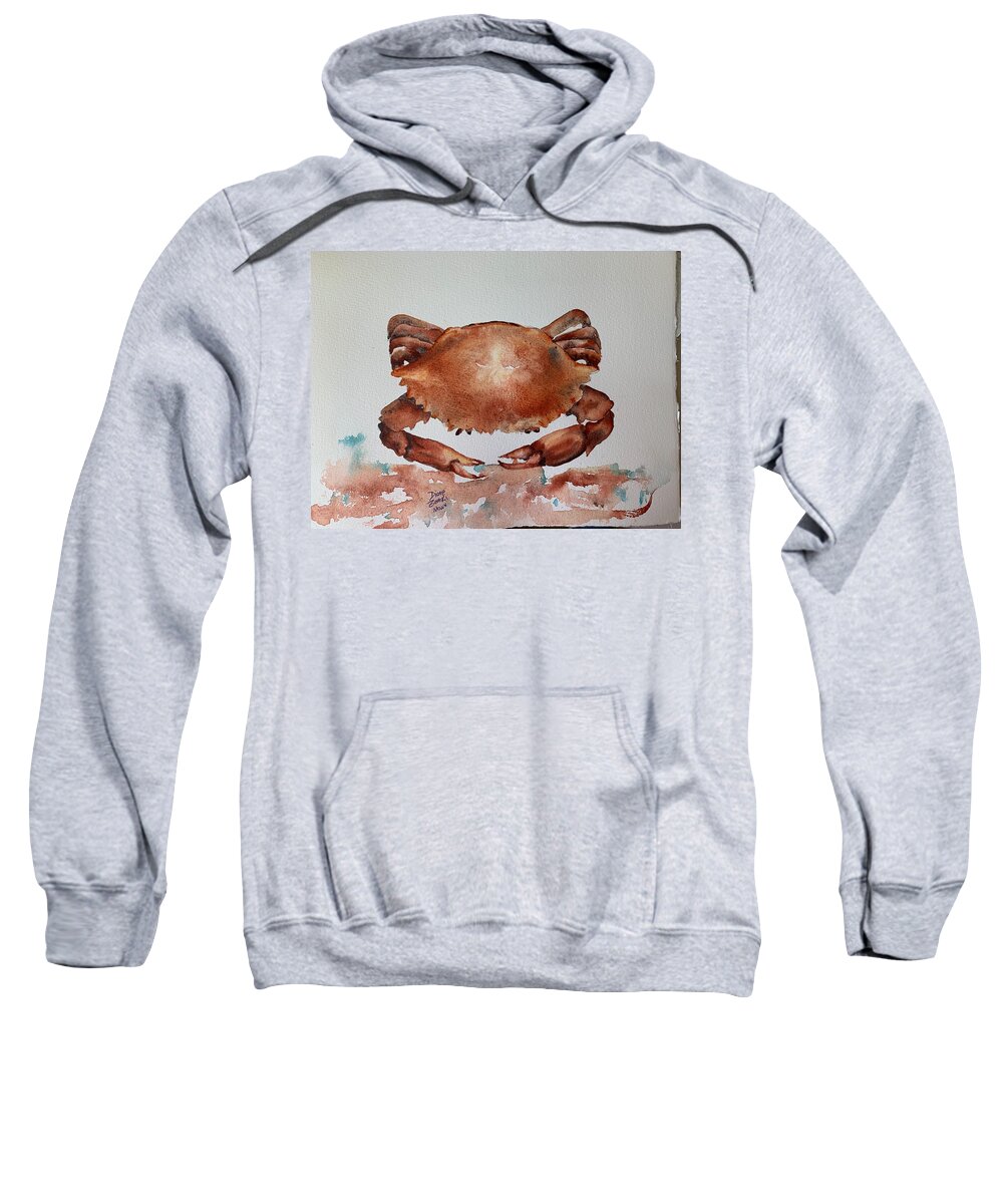  Sweatshirt featuring the painting Crab to eat by Diane Ziemski