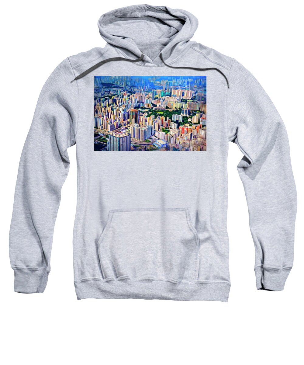 Abstract Sweatshirt featuring the photograph Crowded Hong Kong Abstract by Endre Balogh