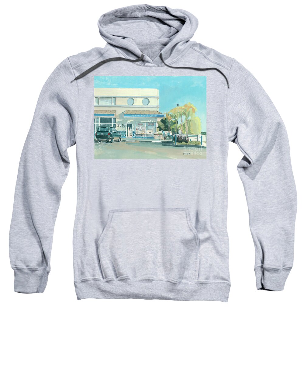 Crown Point Coffee Sweatshirt featuring the painting Crown Point Coffee Pacific Beach San Diego California by Paul Strahm