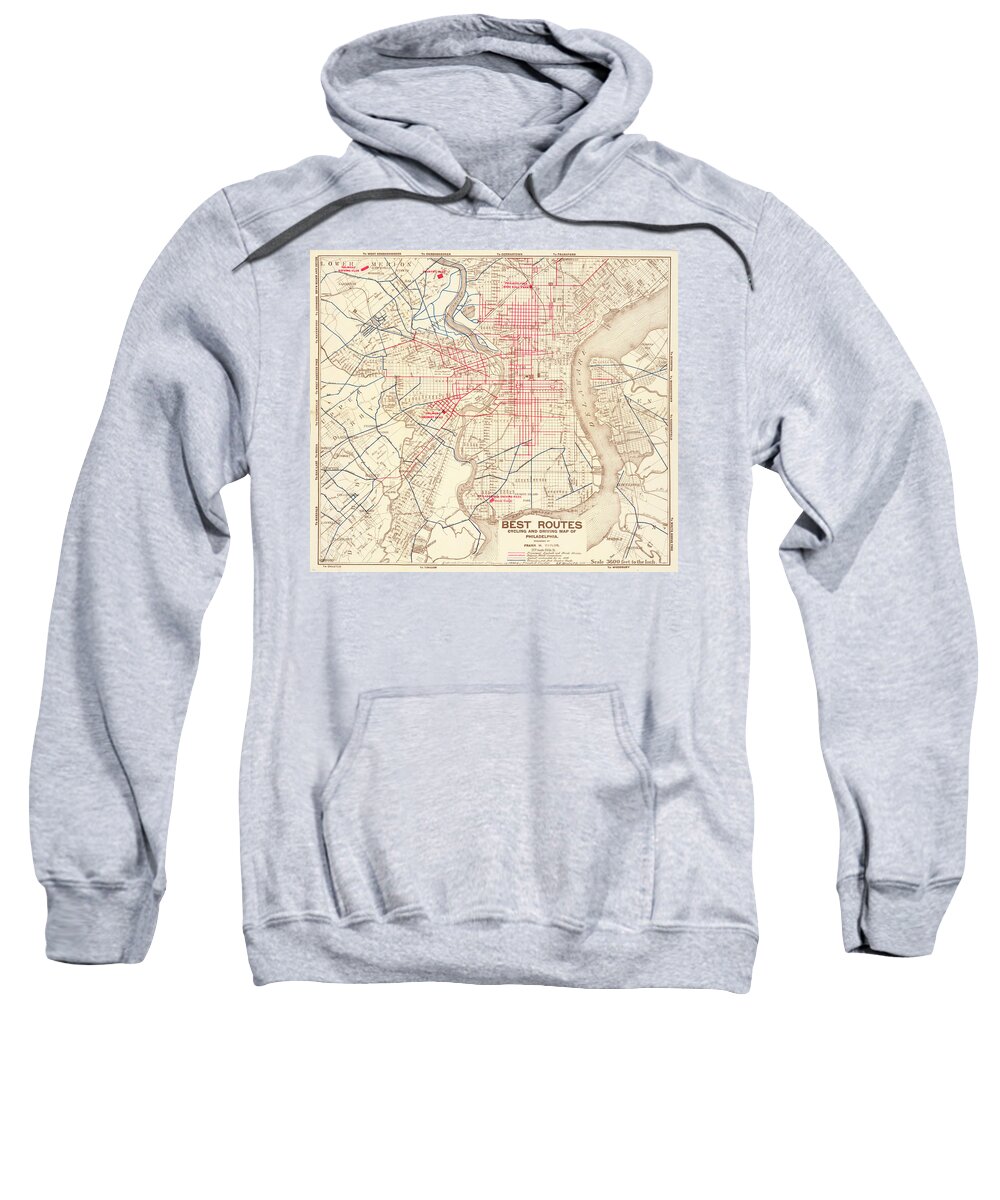 Philadelphia Sweatshirt featuring the mixed media Cyclers' and drivers' best routes in and around Philadelphia by Frank H Taylor