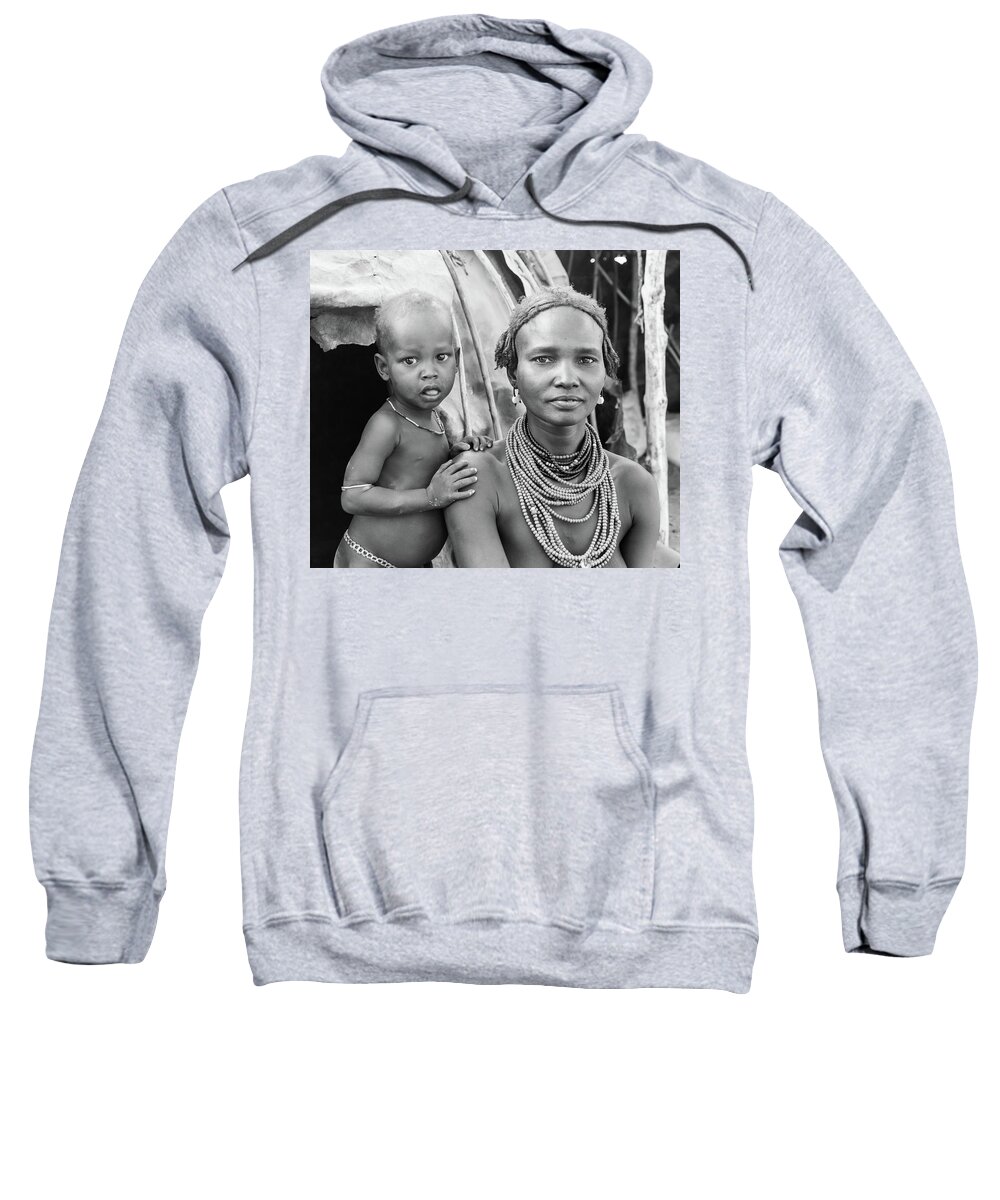 Portraits Sweatshirt featuring the photograph Dassanech Mother and Baby 2 by Mache Del Campo