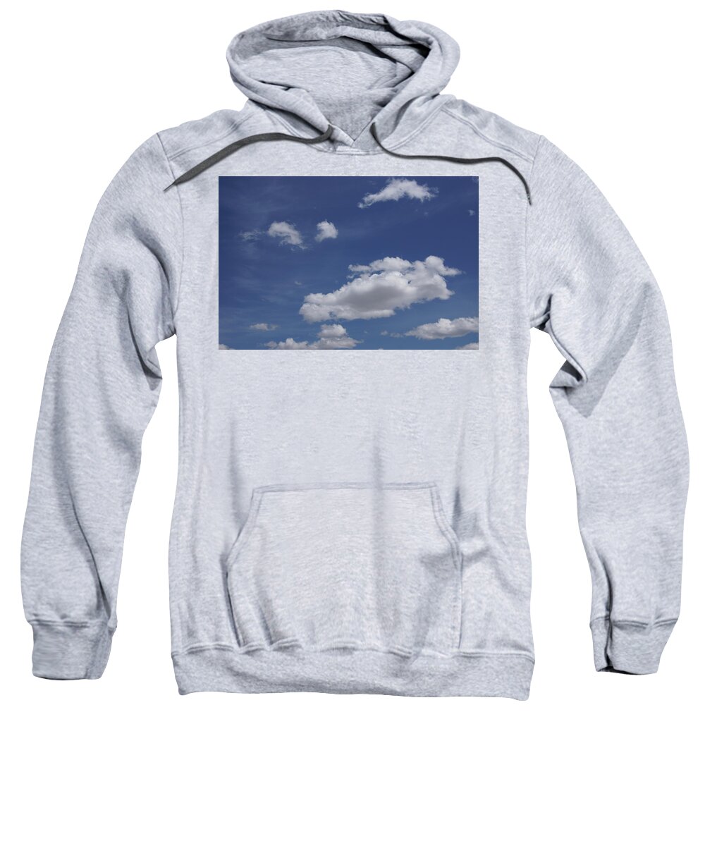 Deep Sweatshirt featuring the photograph Deep blue sky and fluffy cumulous cloud by Steve Estvanik