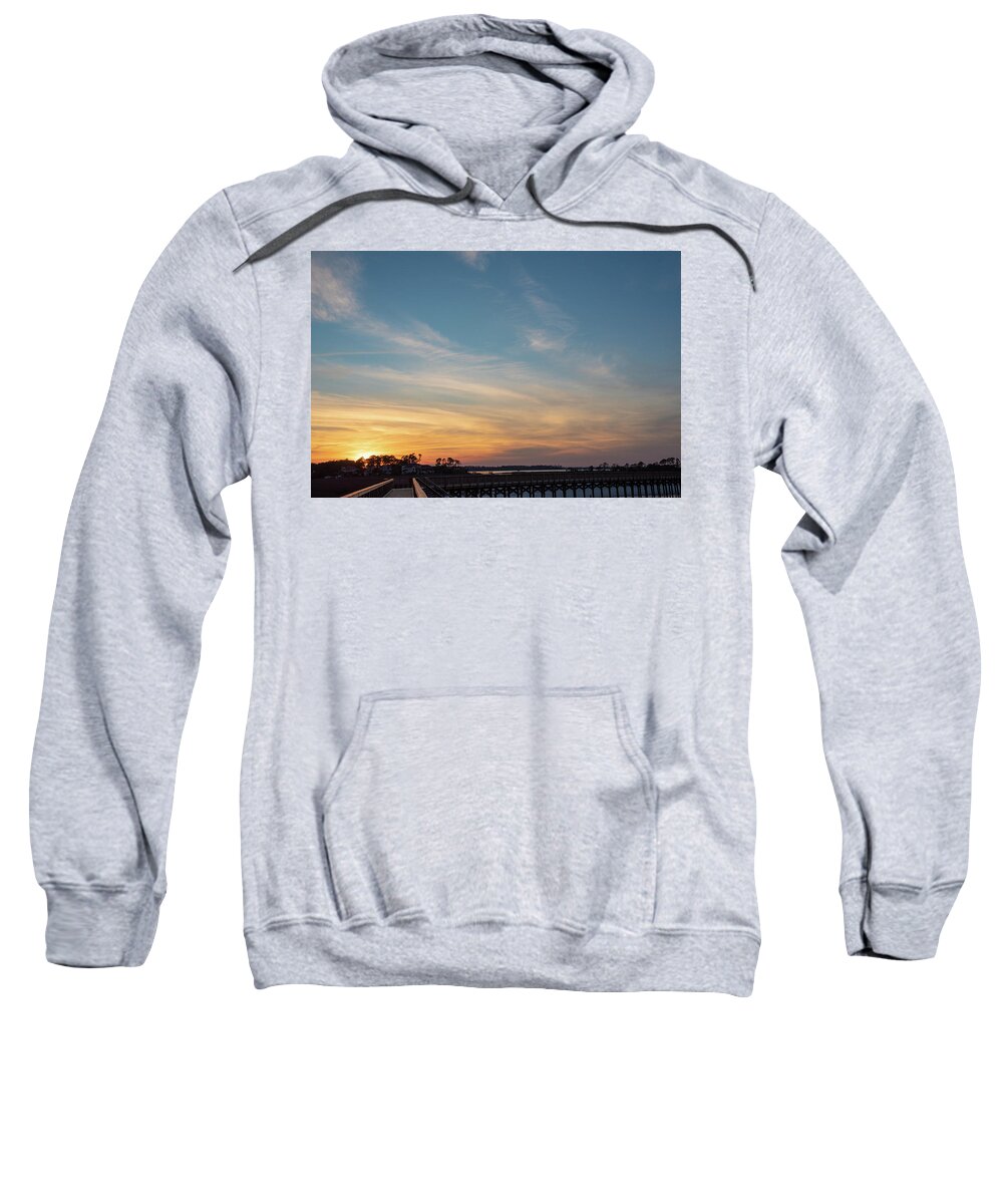 Hilton Head Plantation Sweatshirt featuring the photograph Dolphin Head Boardwalk Sunset by Dennis Schmidt