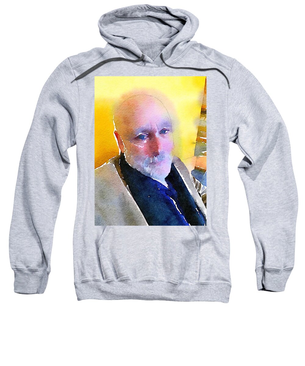 Doug Holder Sweatshirt featuring the digital art Doug on retirement by Steve Glines