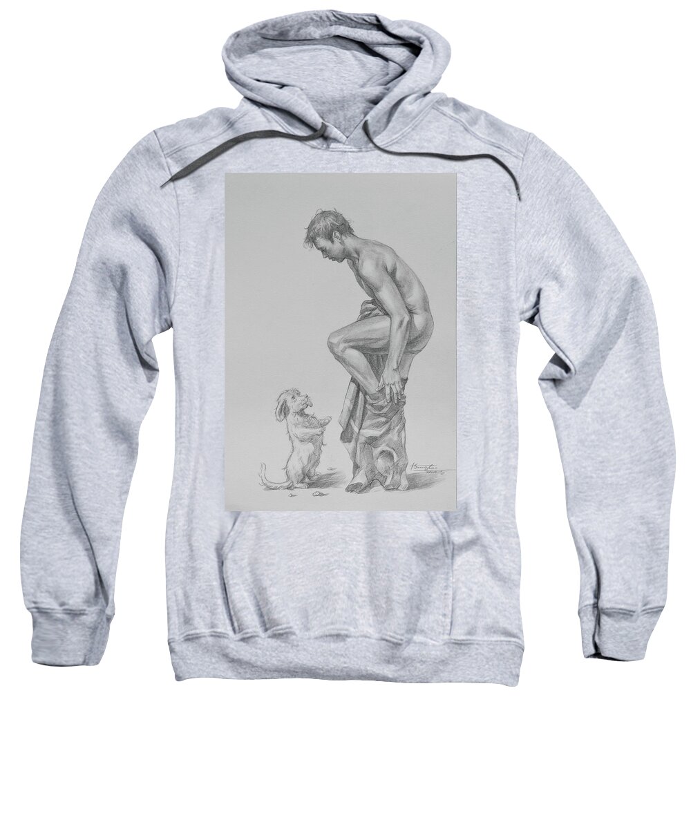 Drawing Sweatshirt featuring the drawing Drawing-friend #19818 by Hongtao Huang
