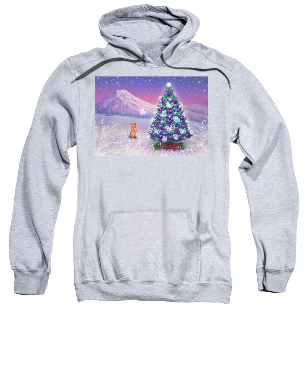 Holiday Sweatshirt featuring the painting Dream Christmas Tree by Yoonhee Ko