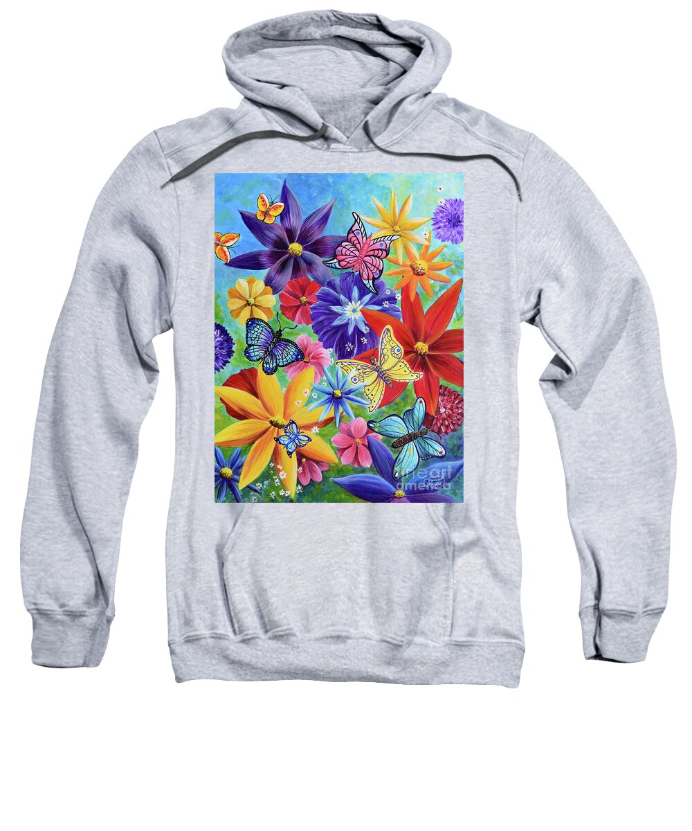 Floral Sweatshirt featuring the painting Dreams Take Flight by Nancy Cupp
