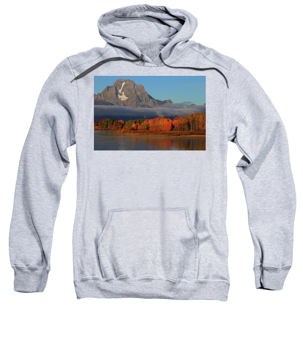 Moran Sweatshirt featuring the photograph Early morning light at Mount Moran during autumn by Jetson Nguyen
