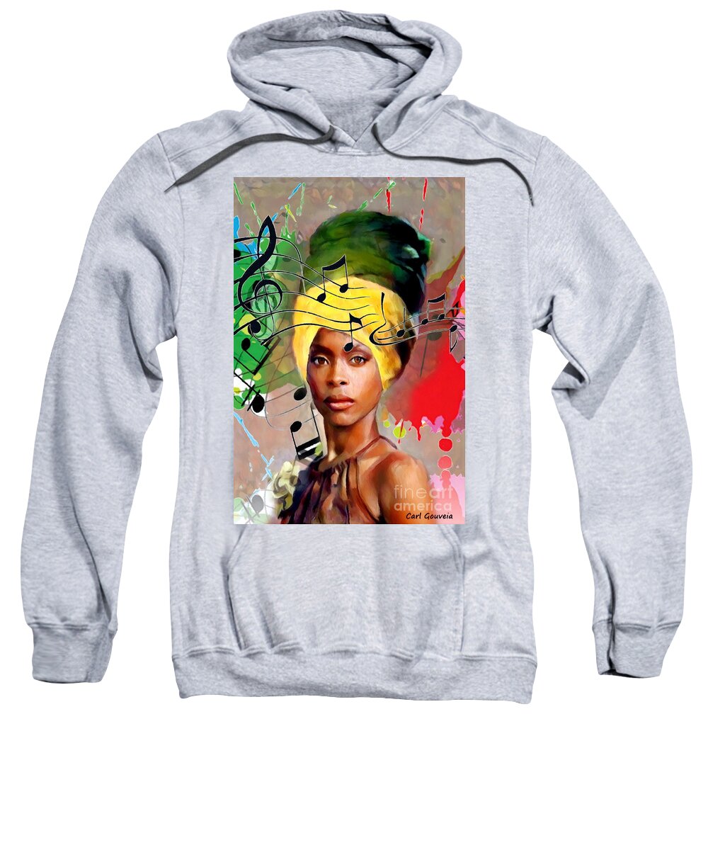 Erykah Badu Sweatshirt featuring the painting Erykah Badu by Carl Gouveia