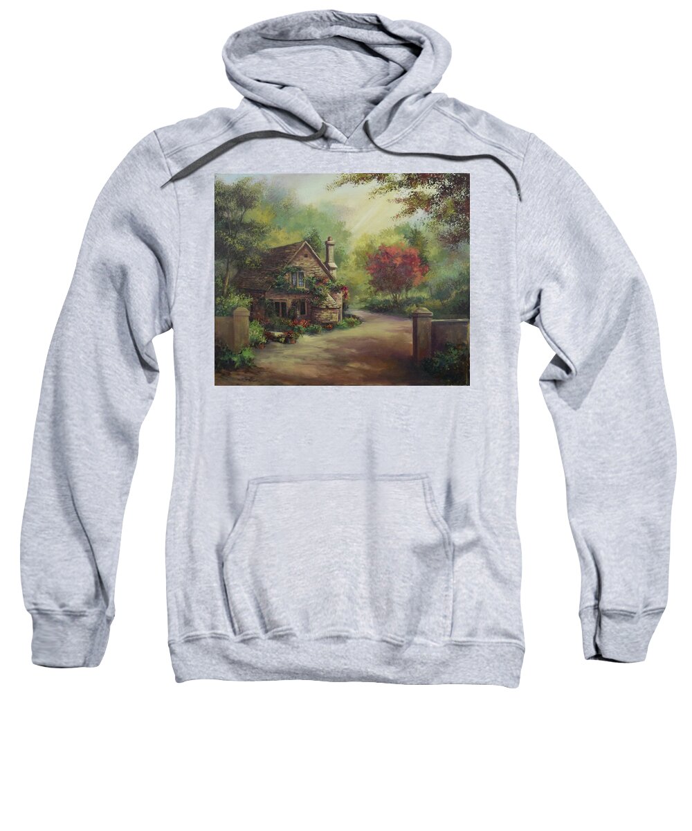 European Cottage Sweatshirt featuring the painting European Cottage I by Lynne Pittard