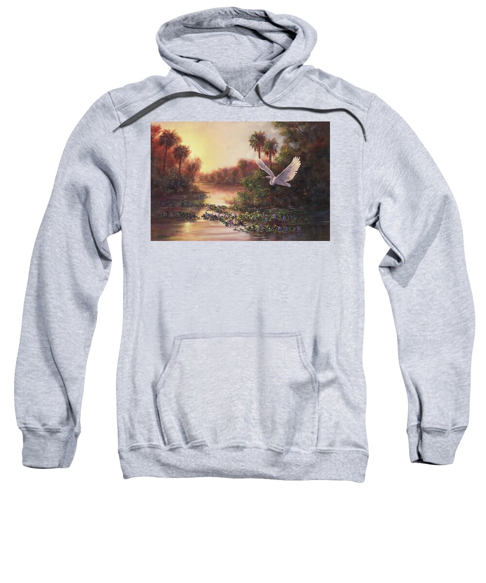 Landscape Sweatshirt featuring the painting Everglades Sunset by Lynne Pittard