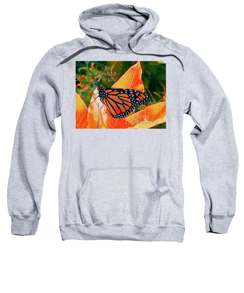 Fall Monarch Thanksgiving Photo Illustration Card Sweatshirt featuring the photograph Fall Monarch Thanksgiving by Debra Grace Addison