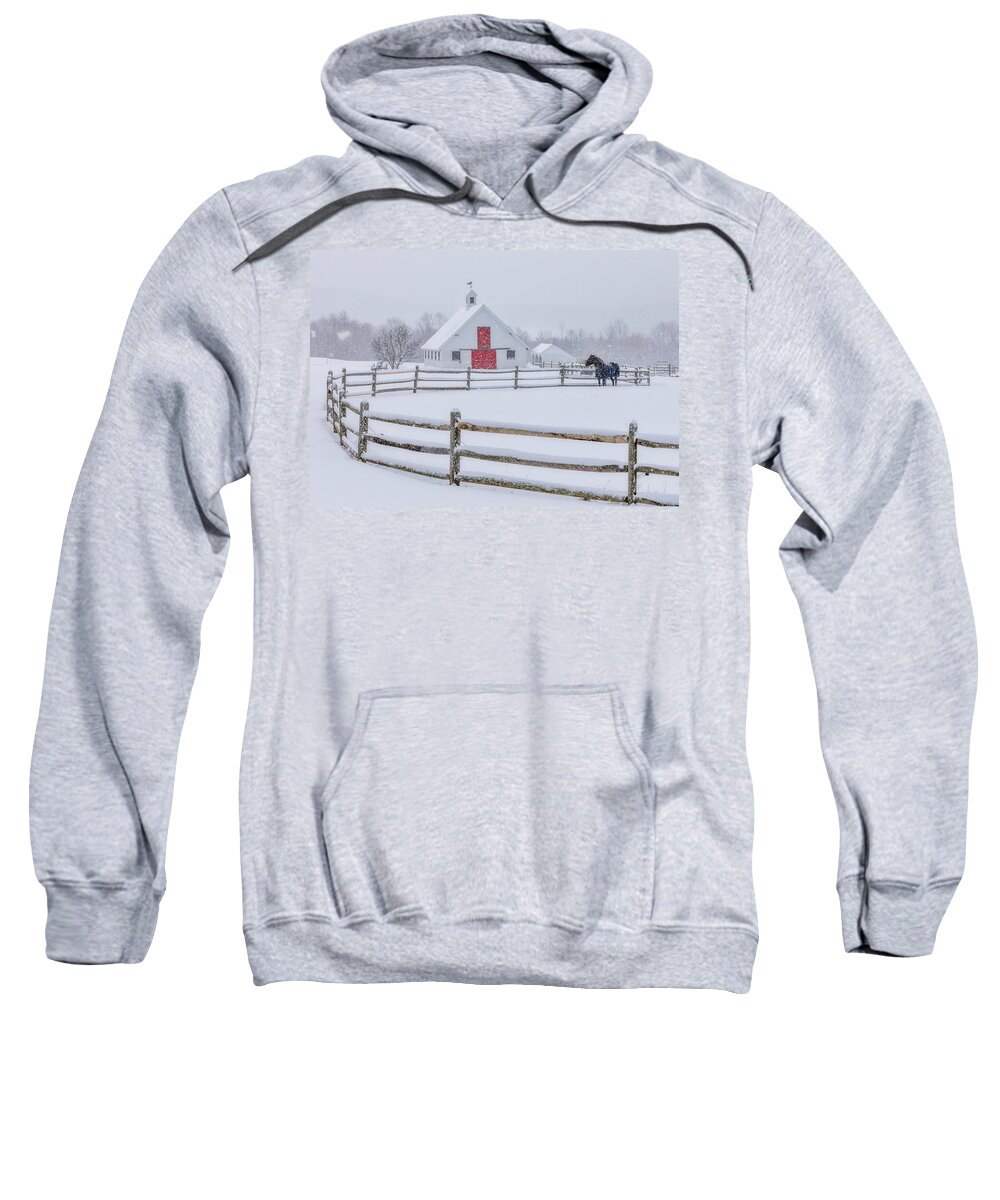 Vermont Sweatshirt featuring the photograph Farm in the Snow by Rob Davies