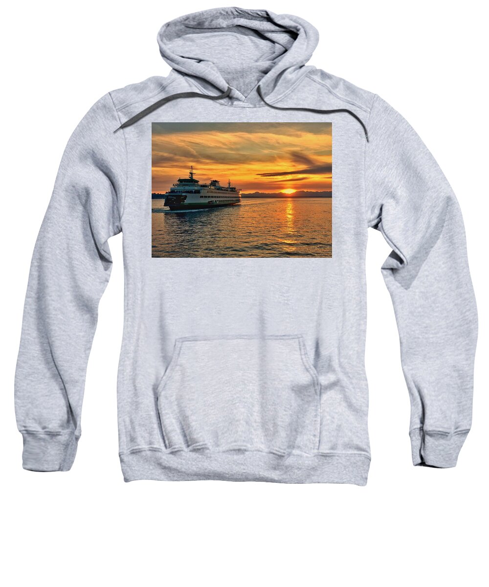 Ferry Sweatshirt featuring the photograph Ferry at Sunset by Jerry Abbott