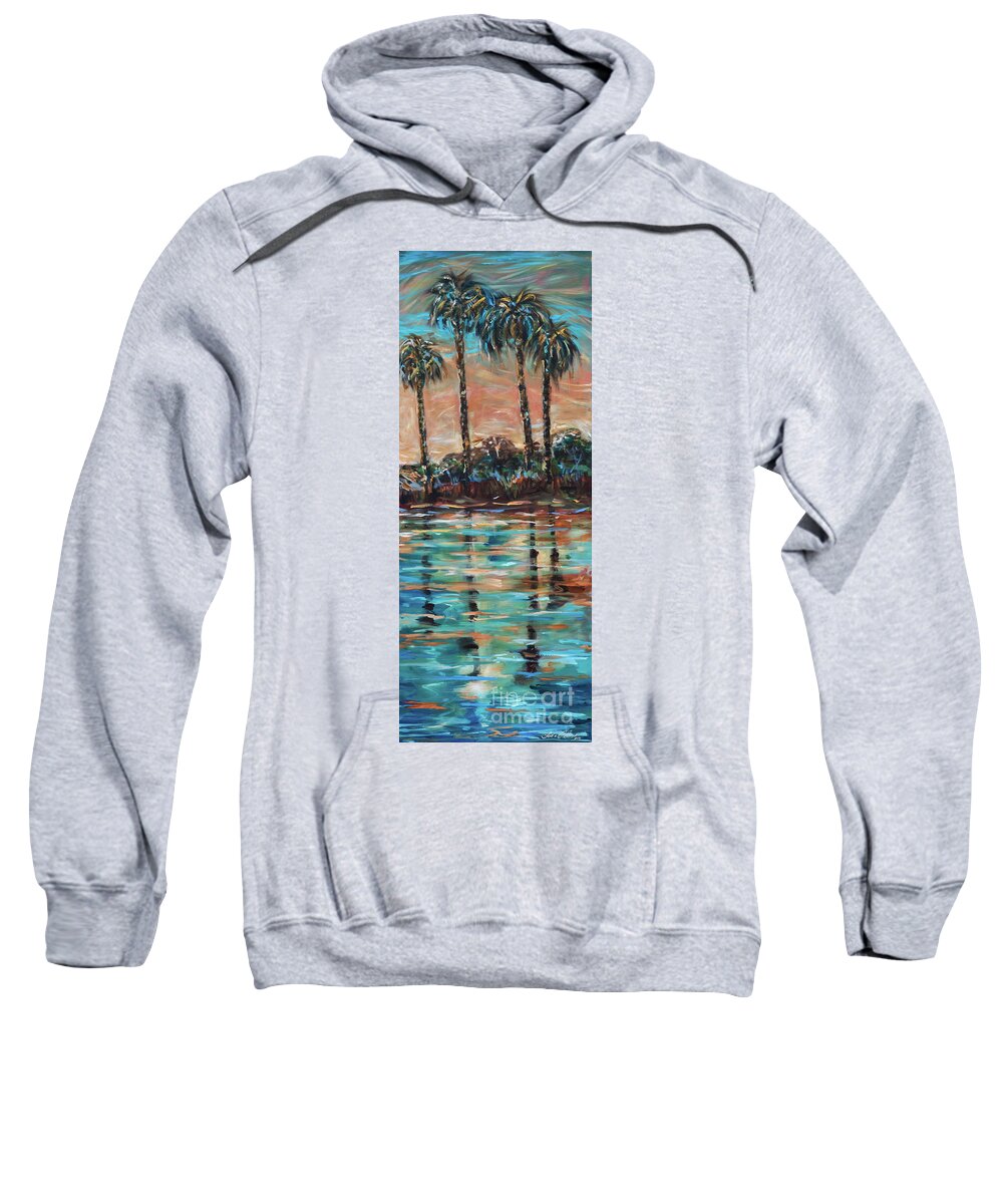 Ocean Sweatshirt featuring the painting Florida Eclipse Right by Linda Olsen