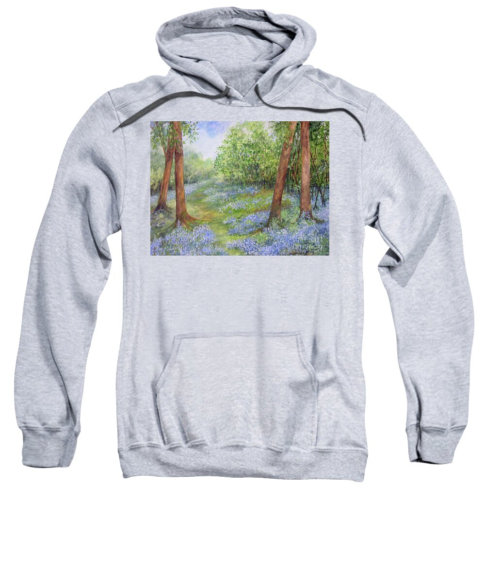 Watercolor Sweatshirt featuring the painting Follow the Bluebells by Laurie Rohner
