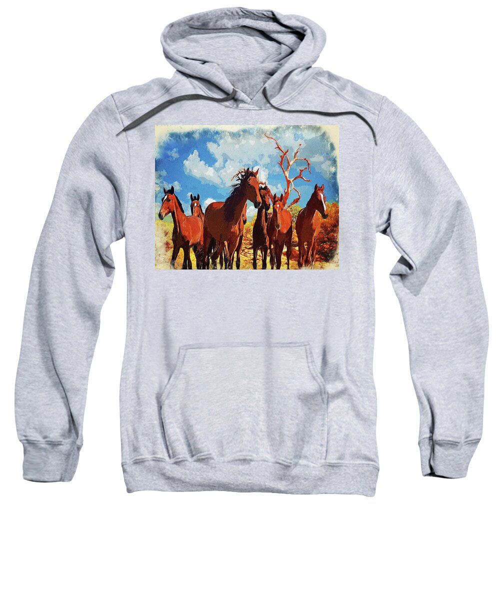 Wild Sweatshirt featuring the digital art Free Spirits by Mark Allen