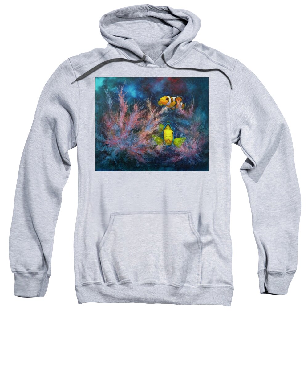 Reef Sweatshirt featuring the painting Clowning Around by Lynne Pittard