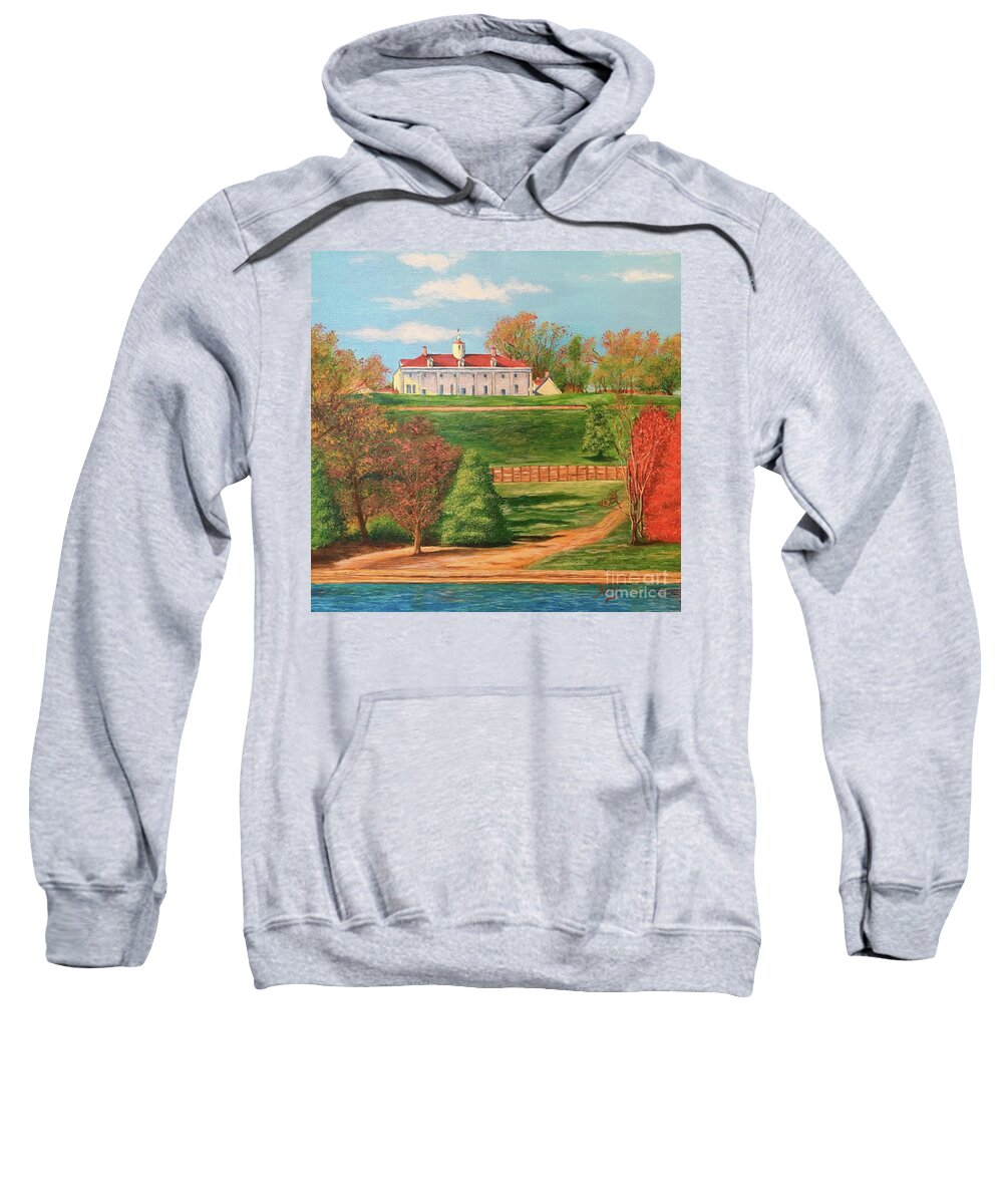 Landscape Sweatshirt featuring the painting George Washington's Mount Vernon by Aicy Karbstein