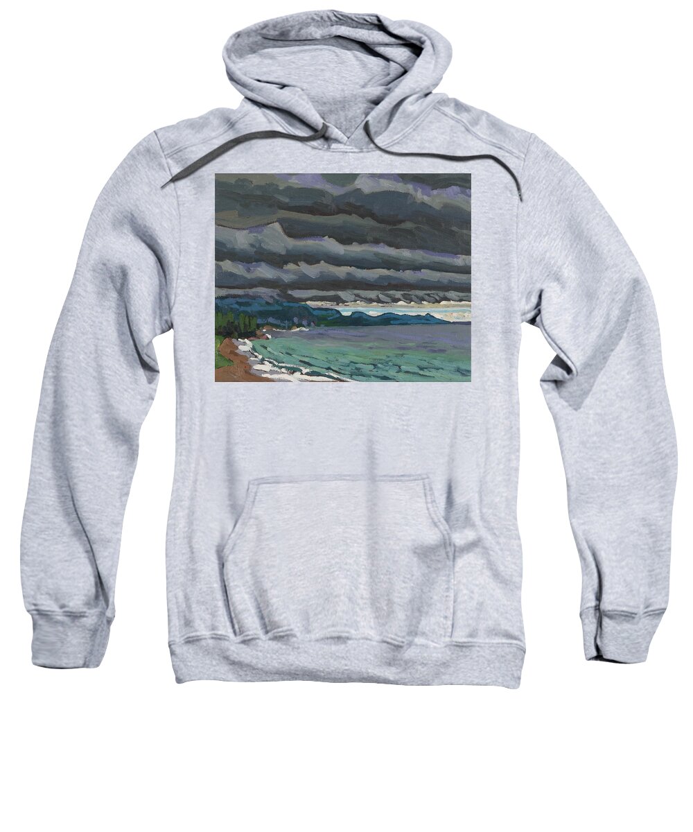 2135 Sweatshirt featuring the painting Gitchi-gami Shore by Phil Chadwick