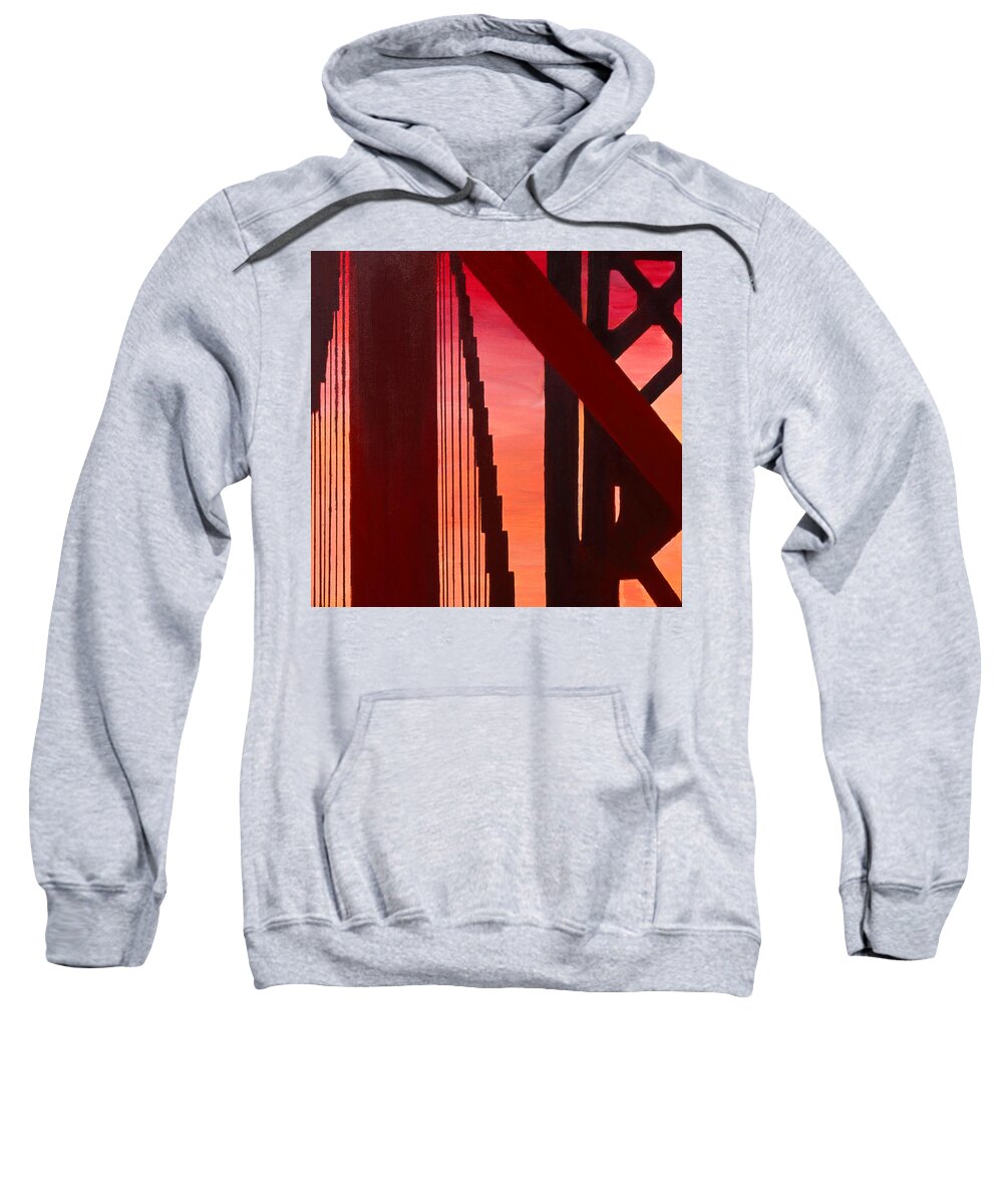 San Francisco Landmark Sweatshirt featuring the painting Golden Gate Art Deco Masterpiece by Rene Capone