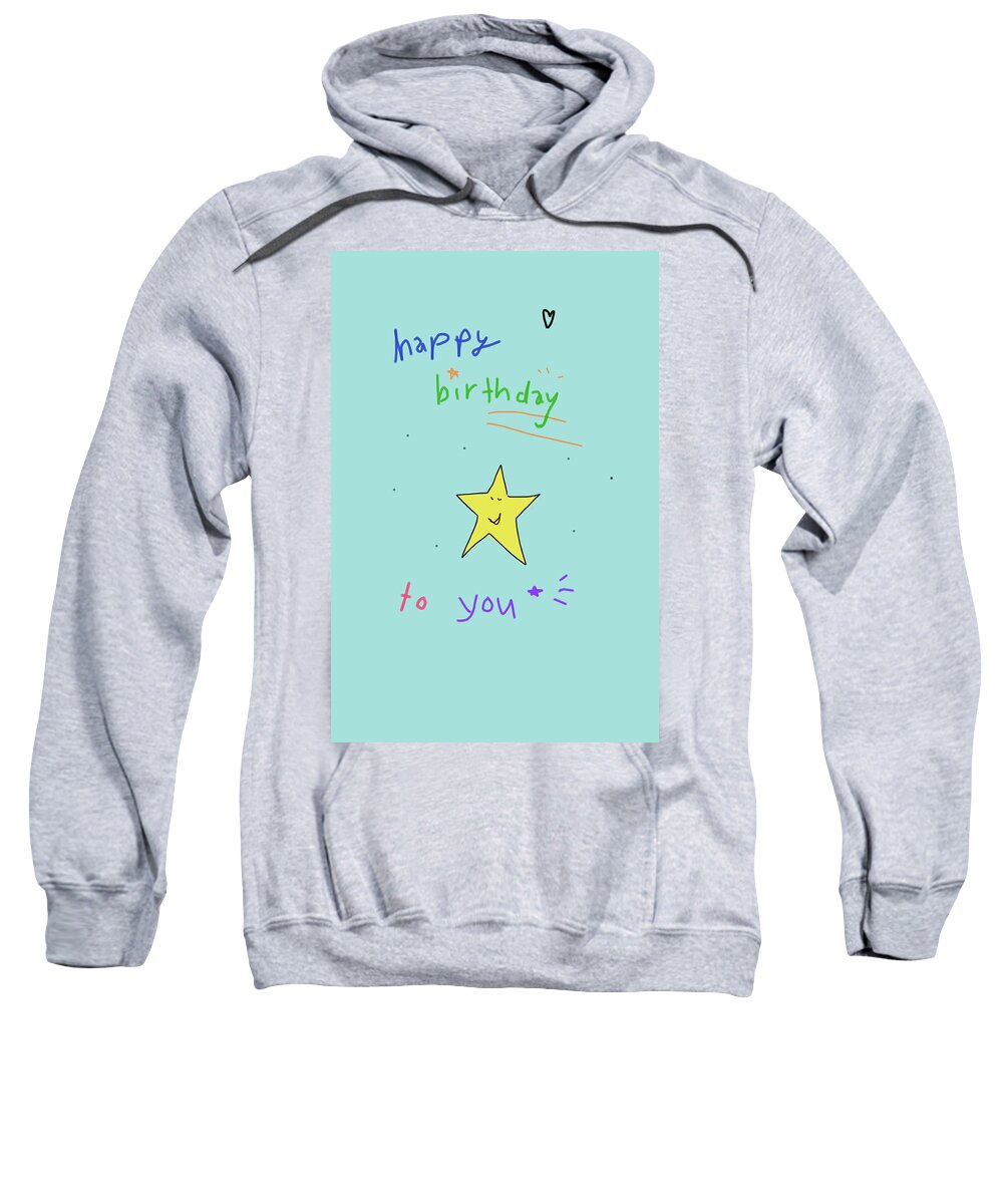  Sweatshirt featuring the drawing Happy Birthday Star by Ashley Rice