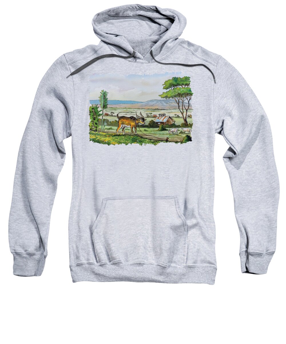 He-goat Sweatshirt featuring the painting He-Goat and Homes by Anthony Mwangi