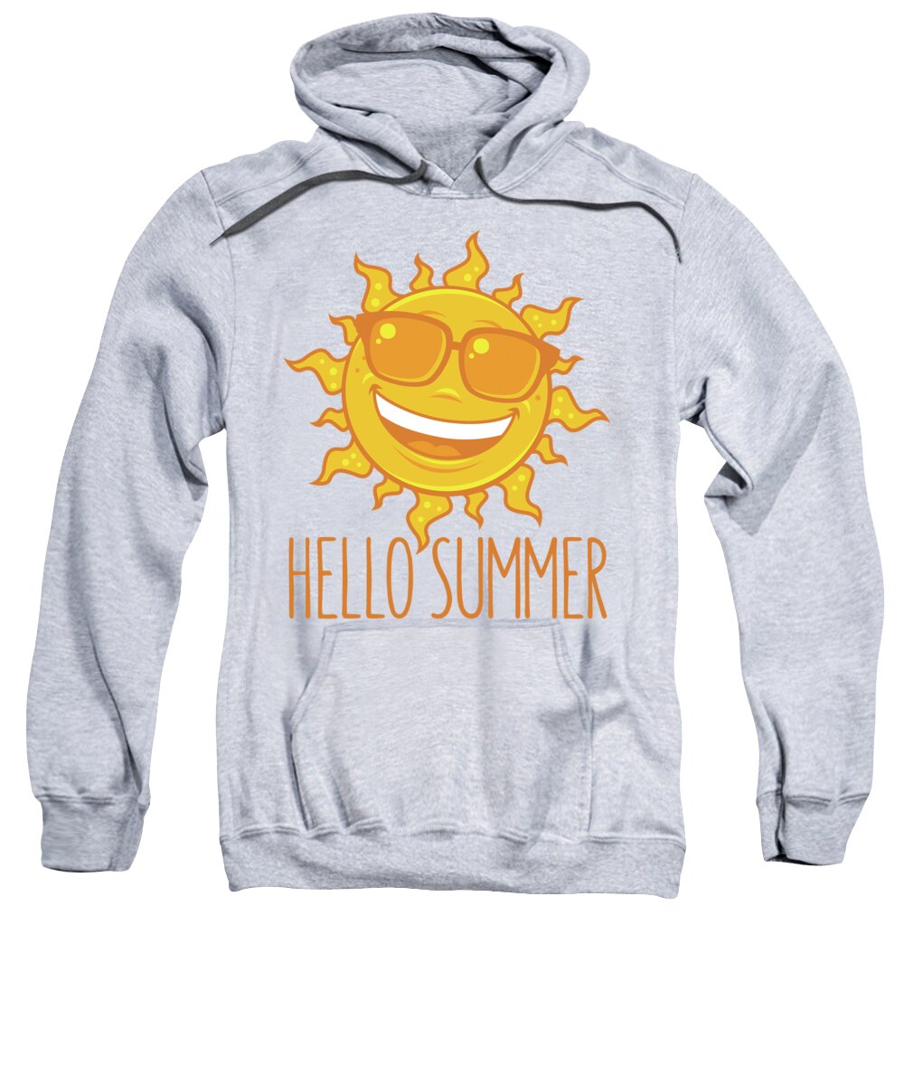 Beach Sweatshirt featuring the digital art Hello Summer Sun With Sunglasses by John Schwegel