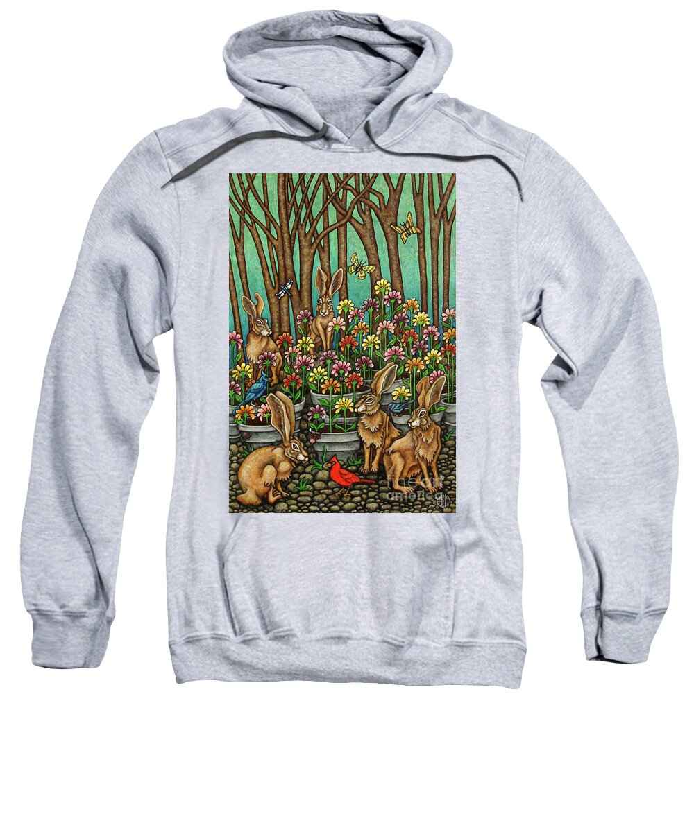 Hare Sweatshirt featuring the painting Holding Court by Amy E Fraser