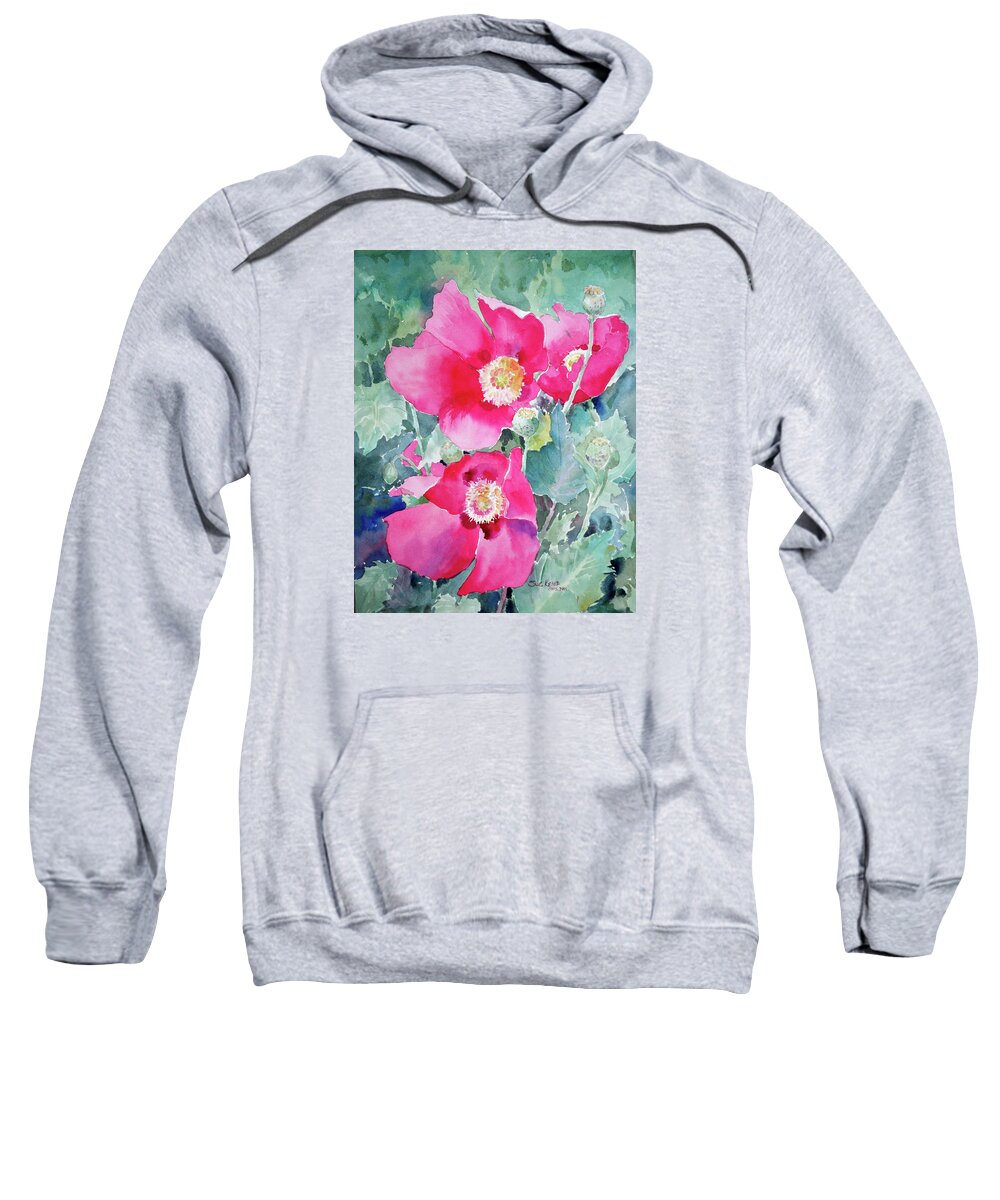Flowers Sweatshirt featuring the painting Hot Poppies by Sue Kemp