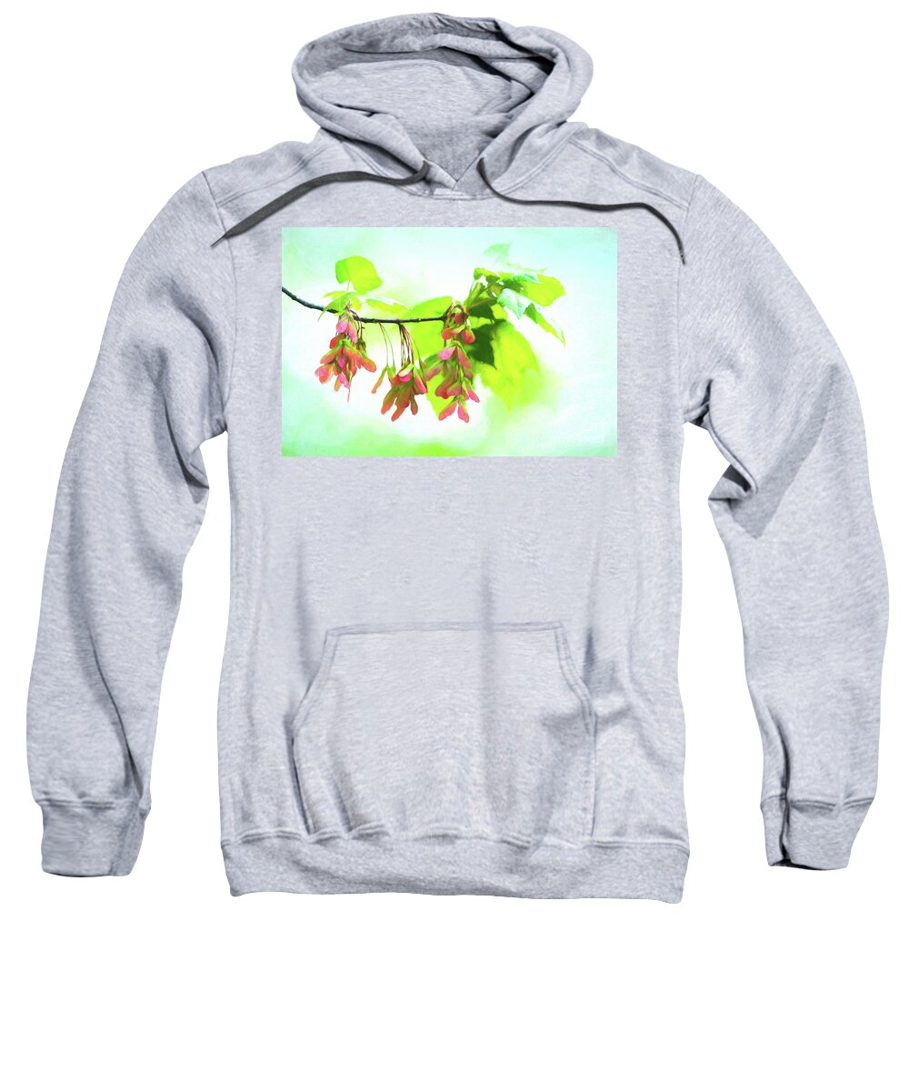 Maple Sweatshirt featuring the photograph Impressionistic Maple Seeds and Foliage by Anita Pollak